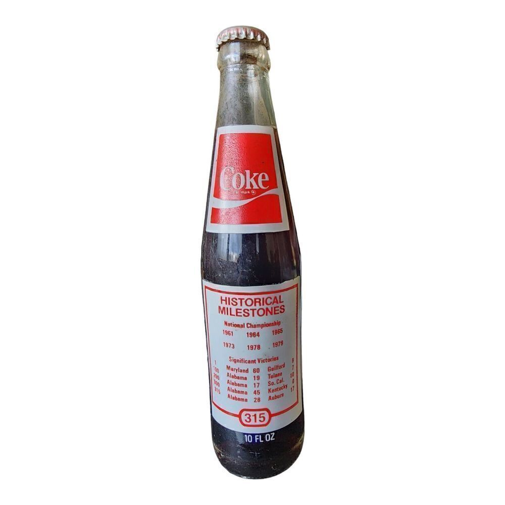 Paul "Bear" Bryant Univ, of Alabama UA 1979 Coca Cola Bottle Crimson Tide